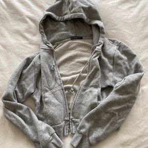 Brandy Melville cropped grey zip-up